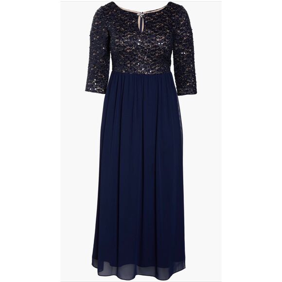 Alex Evenings Dress with Keyhole Cutout navy blue XL mother of the bride gown - Picture 1 of 10